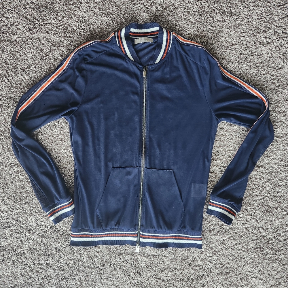 ANATOMIE Mesh Jacket Women's Medium Made in Italy Full Zip Blue & Orange